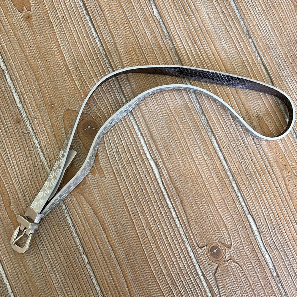 Michael Kors Silver Metallic Branded Skinny Belt Size Small